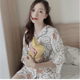 Bộ ngủ pijama cộc [Hàng L1] chất lụa mango mềm mại siêu mát