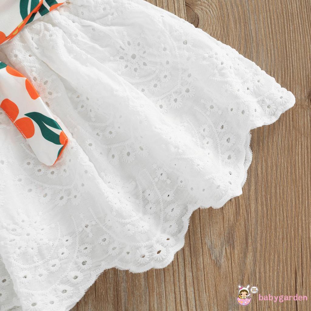 Bộ Áo Hai Dây + Chân Váy Màu Trơn In Họa Tiết Hoa Cho Bé Gái