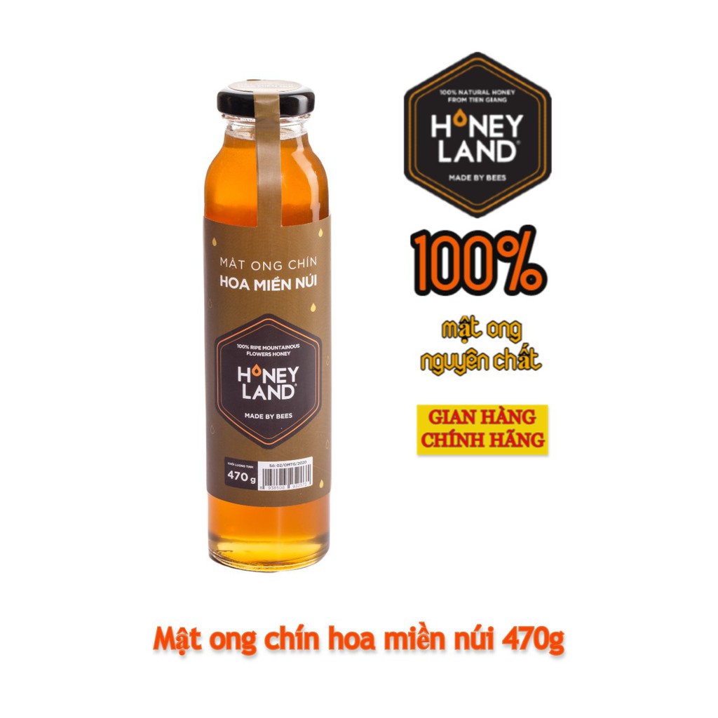 Combo 2 chai mật ong chín Miền múi nguyên chất HONEYLAND tổng 940g