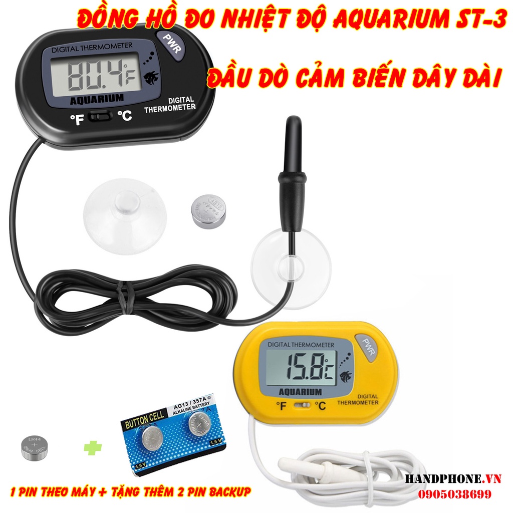 Nhiệt Kế Điện Tử Đo Nhiệt Độ Aquarium ST-3 Hiển Thị Số LCD Dây Đầu Dò Nhiệt Độ Dài, phụ kiện thủy sinh, bể cá