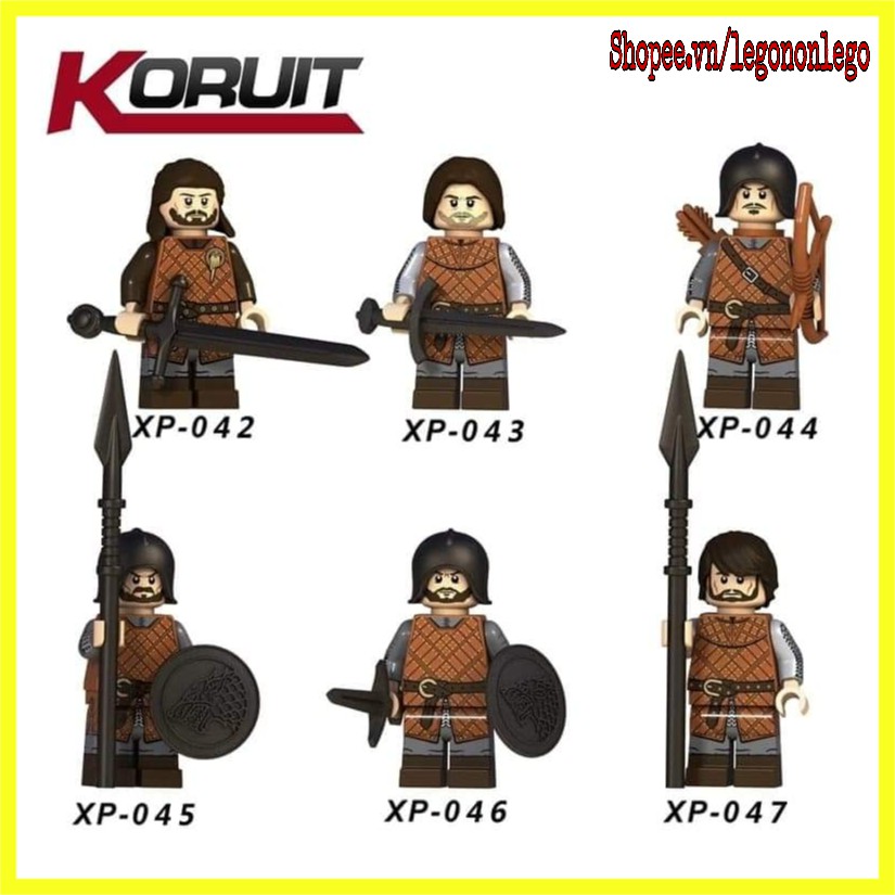 Minifigure lính lego trung cổ nhà Stark Game of Thrones XP042-047