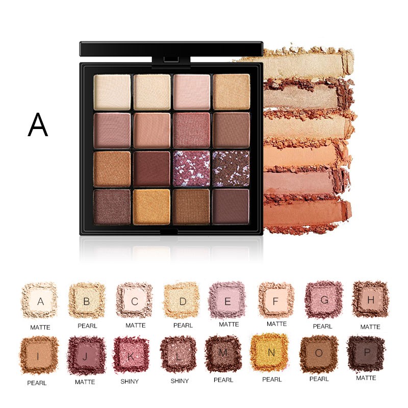 Bảng phấn mắt MIXDAIR 16 màu lì / ánh ngọc trai với với 6 chiếc cọ trang điểm | BigBuy360 - bigbuy360.vn