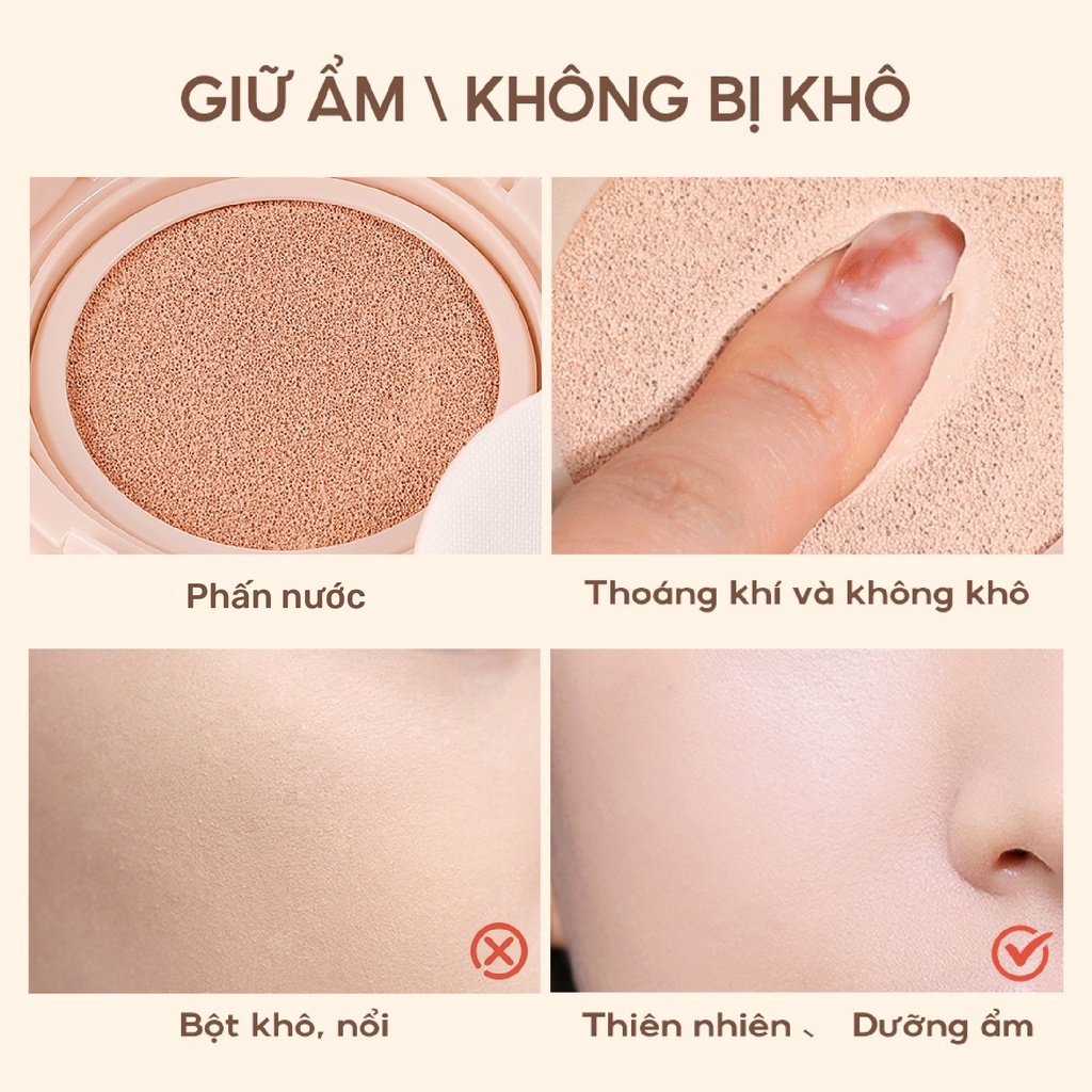 Phấn nước mịn lì mờ khuyết điểm Huxley Moist Cushion Own Attitude 12g SPF24/PA++/Giữ bền màu suốt 6-8 tiếng