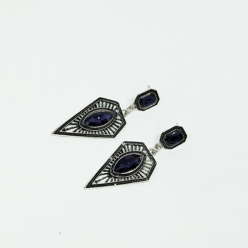 Khuyên tai mặt hình tam giác đính đá sapphire giả thời trang cổ điển sang trọng cho nữ