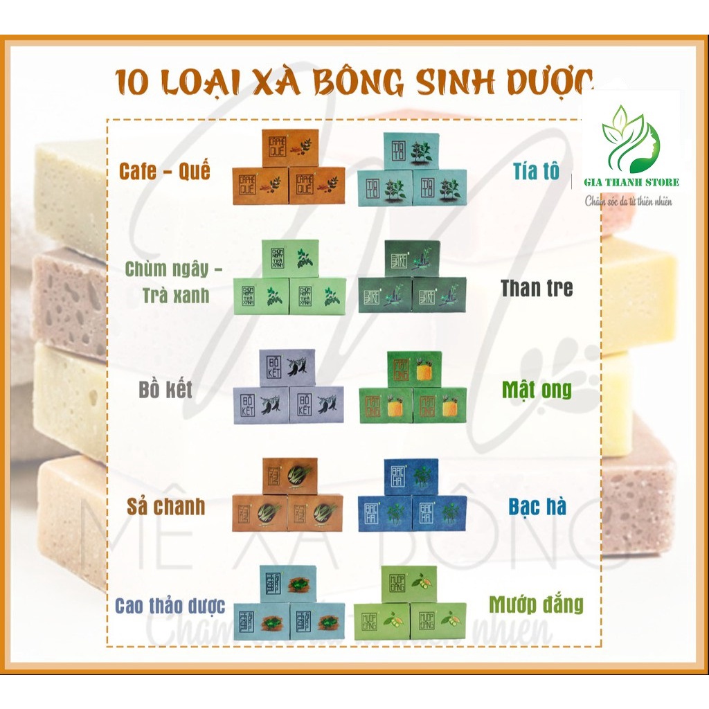 xà bông tắm 100% thảo dược thiên nhiên 10 loại, dưỡng trắng da, ngừa mụn lưng, sát khuẩn