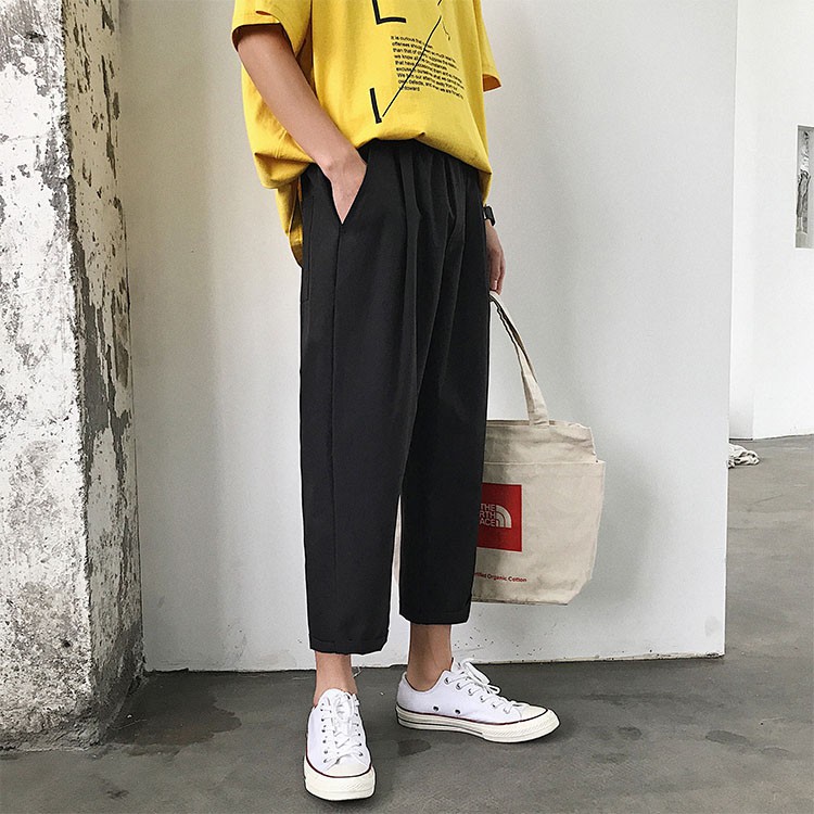 Quần Tây Âu Chinos Nam Dáng Baggy Ống Suông Khoá Cài Phối Chun Sau JOGGER NAM 9000063C8