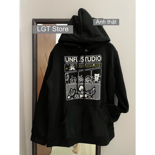 Áo khoác hoodie form rộng (có ảnh thật) nón siêu to, Áo khoác nỉ ngoại chống nắng có l UNFL STUDIO