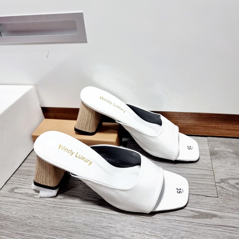 Dép Cao Gót Nữ 5 Phân Gót Vuông Vân Gỗ Dễ Thương - MS 125