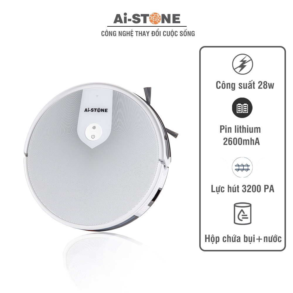 Robot hút bụi lau nhà Ai-STONE V6S Pro hiện đại cao cấp - Bảo hành 12 tháng