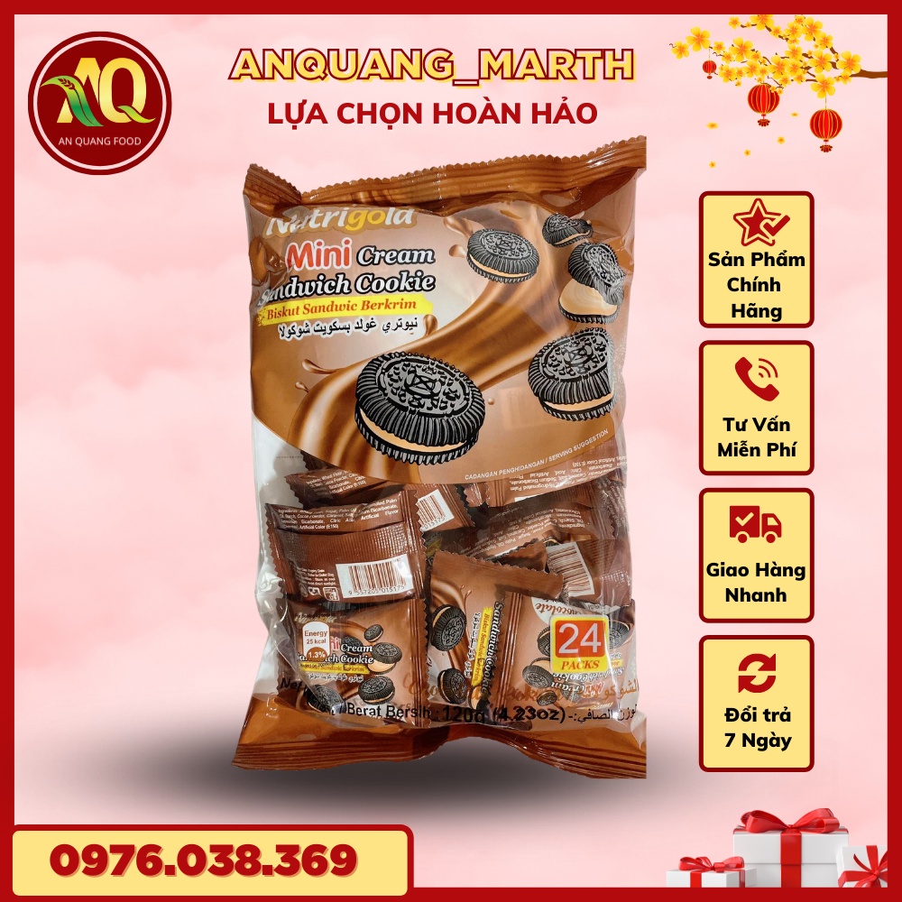 Bánh quy ANQUANG_MARTH, bánh mini cream vị sữa và vị socola Đài Loan gói 120gr-Hàng chất lượng