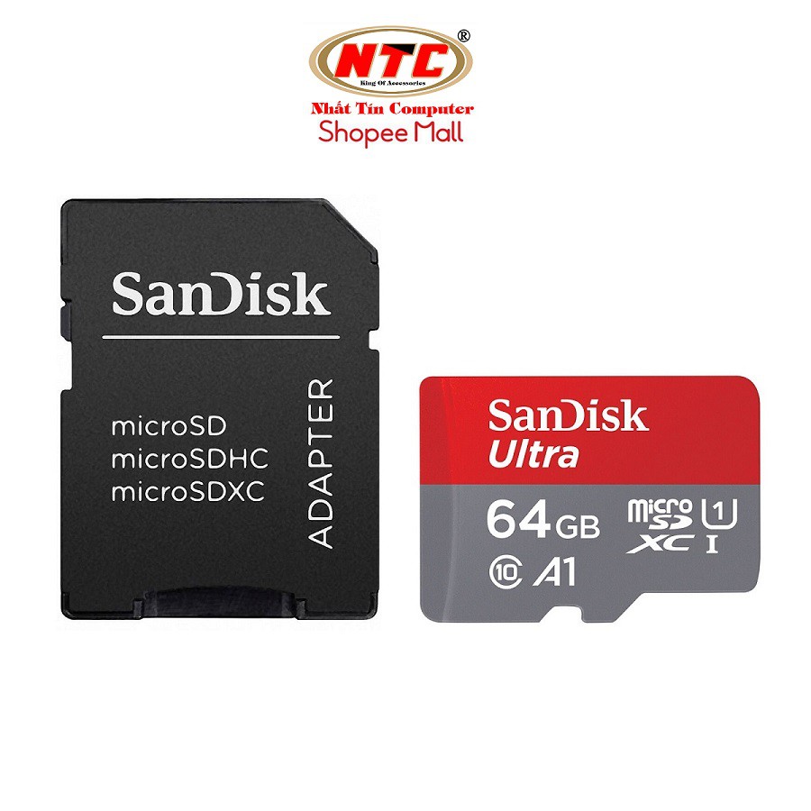 Thẻ nhớ MicroSDXC SanDisk Ultra A1 64GB Class 10 U1 100MB/s - kèm adapter (Đỏ)