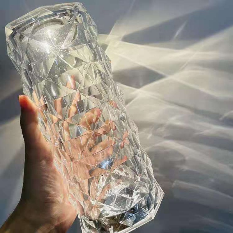 Đèn ngủ cảm ứng giả pha lê chiếu hình hoa hồng để bàn 16 màu cảm biến lãng mạn MIIBOOSHI D5.036