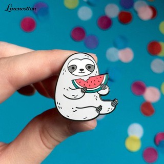 Sloth Eating Watermelon Enamel Lapel Badge Brooch Pin