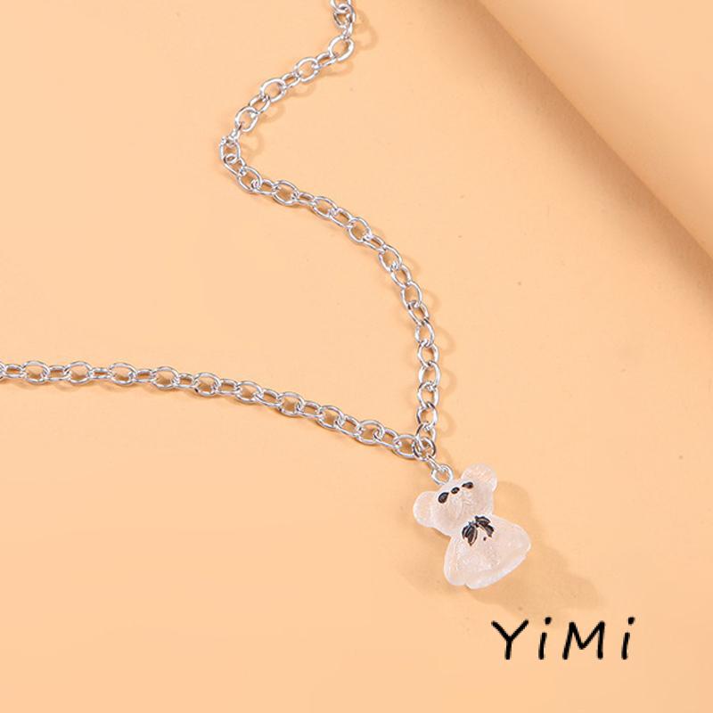 Vòng cổ mặt gấu hoạt hình bằng nhựa trong suốt cho nữ