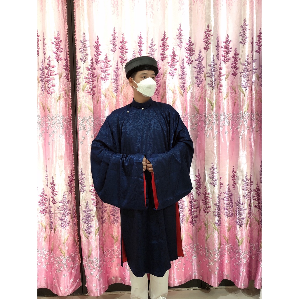 Áo Ngũ Thân Lụa Gấm Vân Chìm,Áo Tấc Nam Tay Thụng Cao Cấp Thời Nguyễn