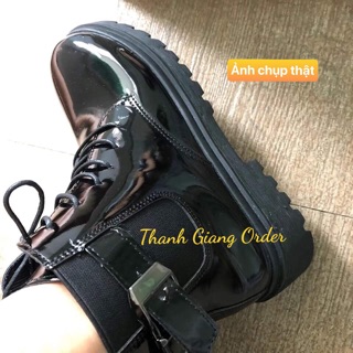 Bốt da bóng khuy cài- Order Taobao