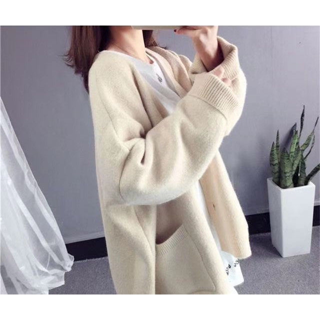 Áo khoác cardigan dệt kim dáng rộng màu sắc trẻ trung phong cách hàn quốc cho nữ | BigBuy360 - bigbuy360.vn
