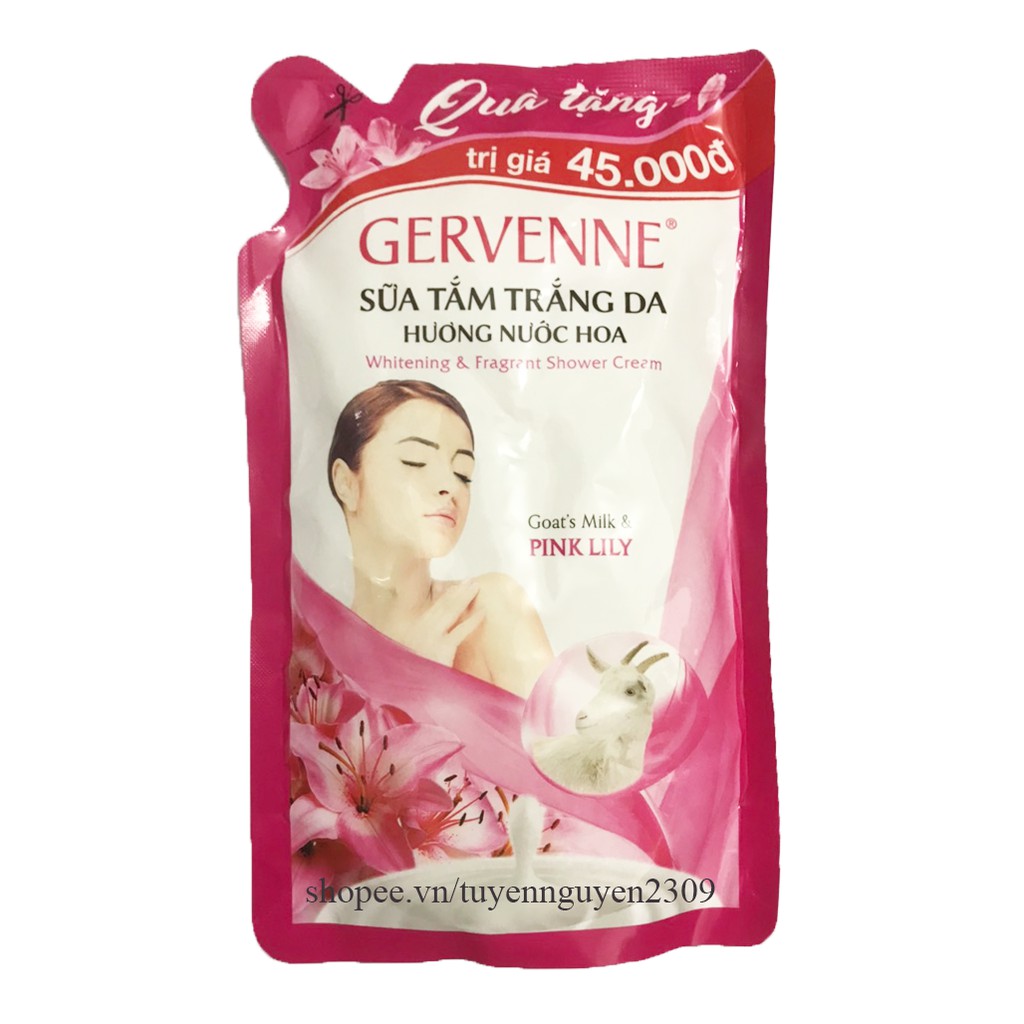 Sữa tắm sữa dê Gervenne hương nước hoa túi 380g/túi-Giao màu ngẫu nhiên