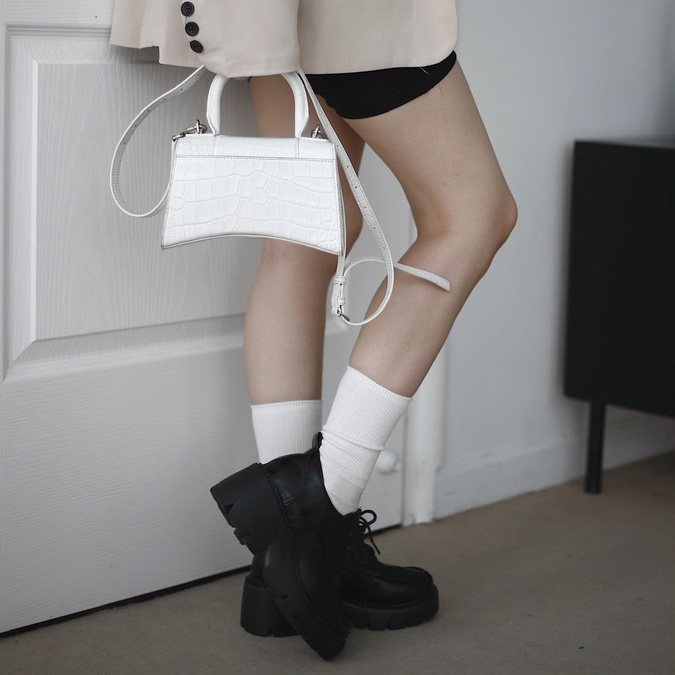 25 STUDIO Giày Oxford nữ đế cao mũi tròn 7 phân Loafer