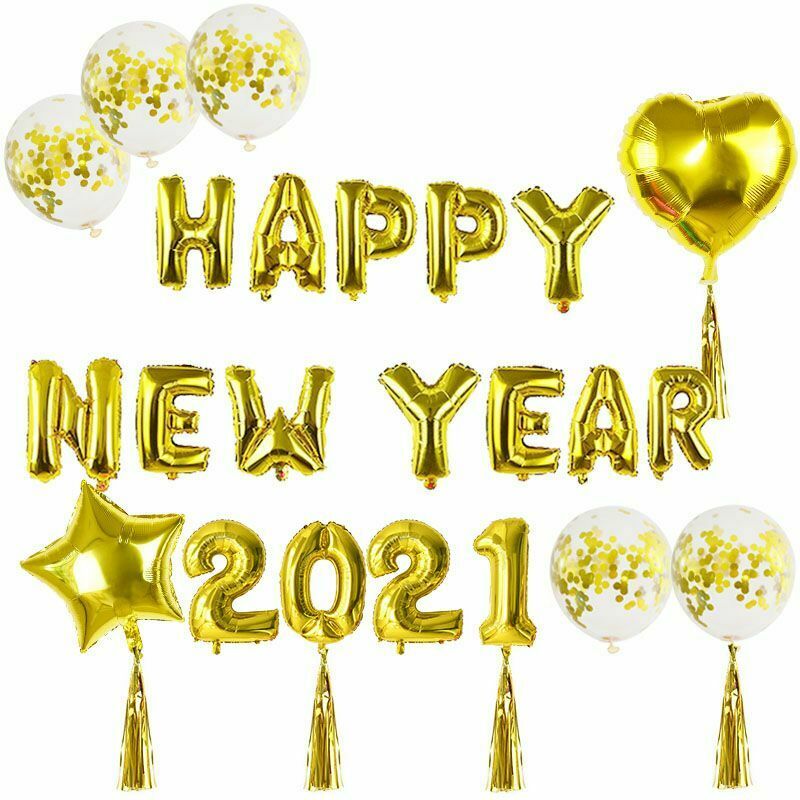 Bóng bay chúc mừng năm mới màu vàng/bạc 16&quot;
