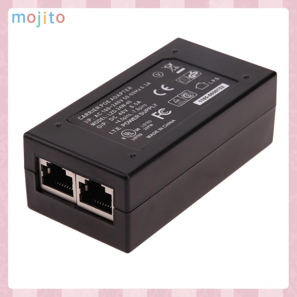 MOJITO 48V 0.5A 24W Desktop POE Power Injector Ethernet Adapter Surveillance CCTV