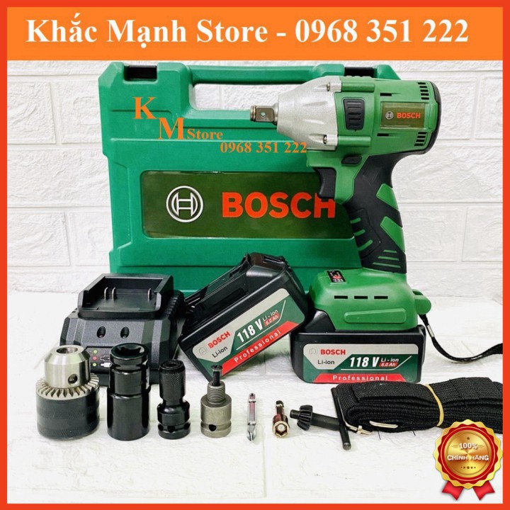 [Chính Hãng] Máy Siết Bulong Bosch 118V Động Cơ Ko Chổi Than - Tặng bộ khẩu 1/2 inch