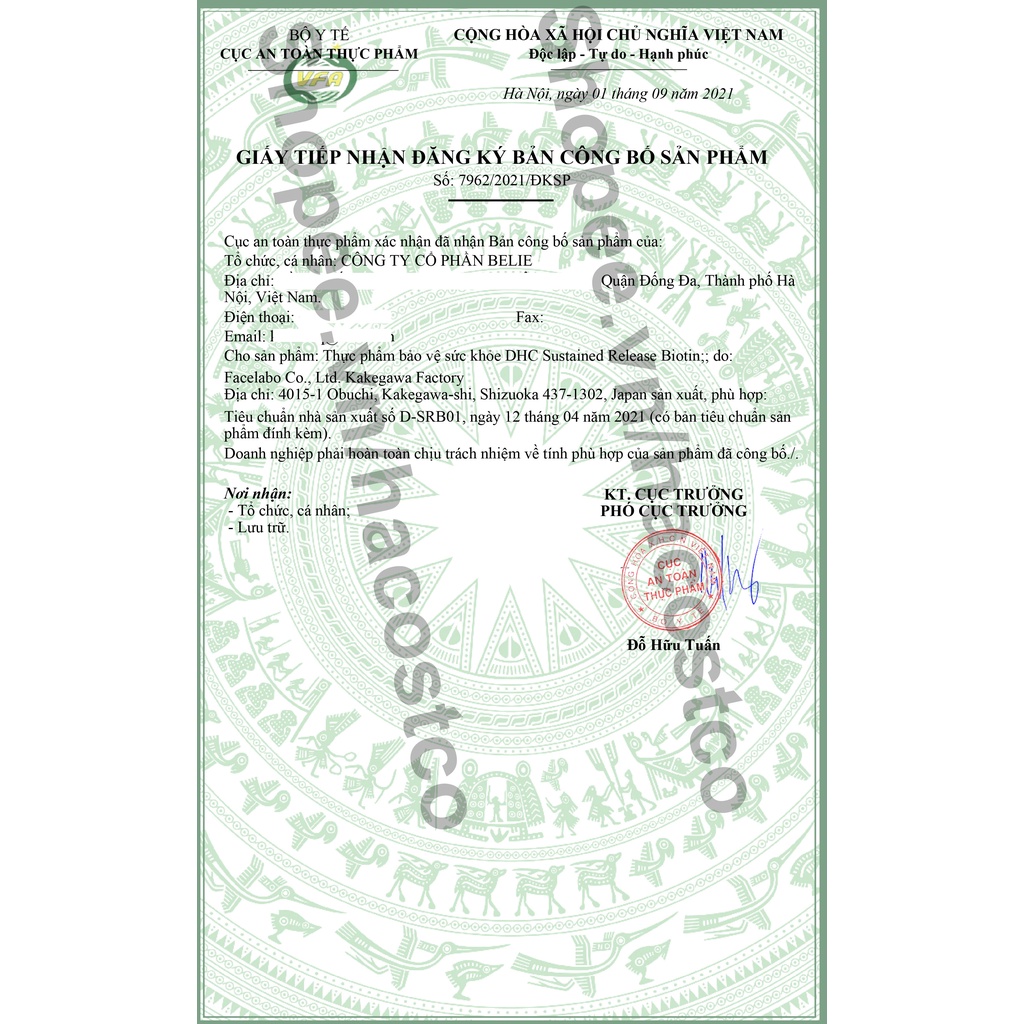 Viên uống DHC Sustained Release Biotin 500mcg µg 30 viên 30 ngày dùng - Hỗ trợ tóc móng khỏe