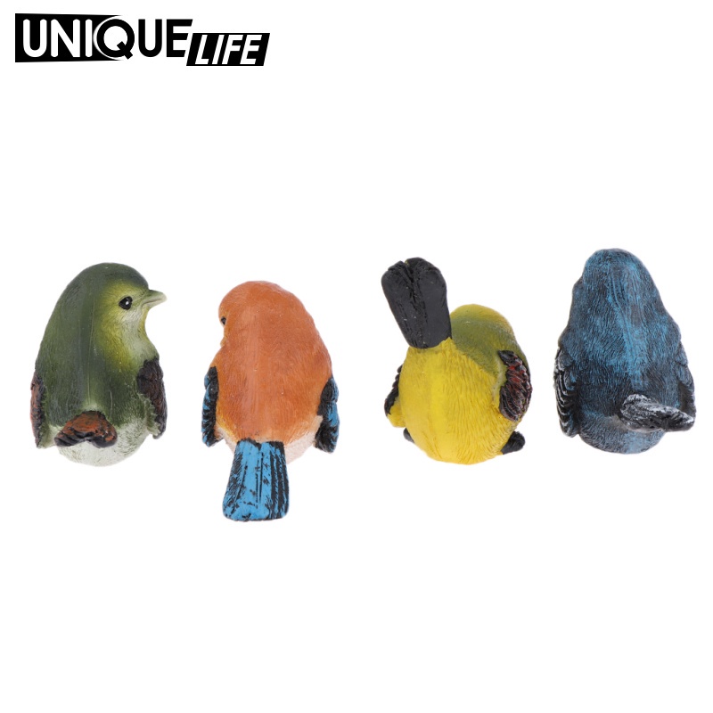 Set 4 Chú Chim Bằng Nhựa Resin Nhân Tạo Trang Trí Sân Vườn Yoyoyo01