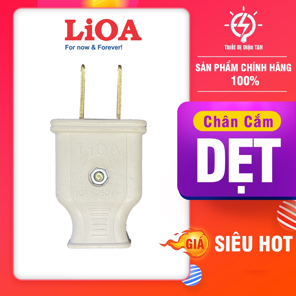 Phích cắm điện LIOA, 2 chân, 2 chấu, chân dẹt - EU2D