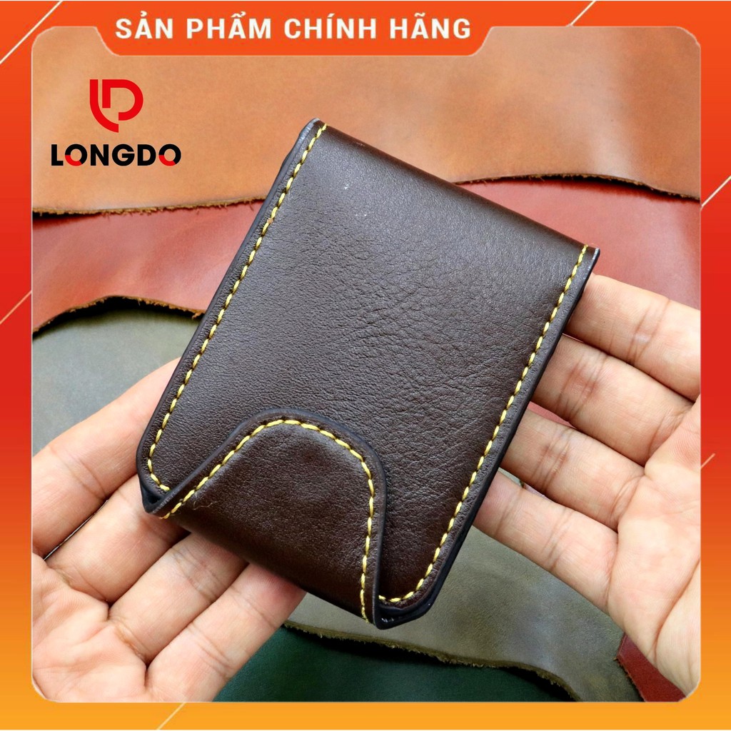 Ví Sen 5 Cao Cấp - Cam Kết Da Thật 100% - Ví Mini Nam Màu Chocolate Hàng Chính Hãng Thương Hiệu Longdo Leather Uy Tín