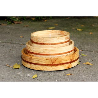 Thố gỗ tròn đựng sushi & sashimi món ăn Nhật 30cm khay gỗ trang trí decor hải sản nhà hàng gỗ Thông tự nhiên