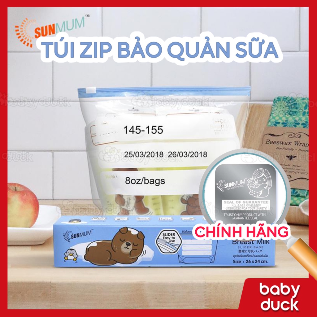 Túi zip bảo quản Sunmum Thái Lan (hộp 10 túi), túi bảo quản sữa mẹ