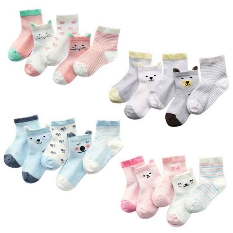 Tất Trẻ Em Set 5 Đôi Tất thời trang Kid Sock Chống Trượt Cho Bé babykisshop