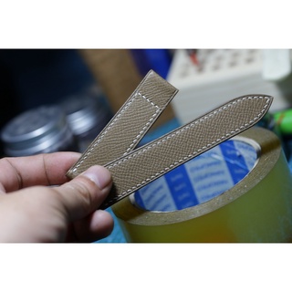 Dây đồng hồ handmade Da epsom xám sẫm