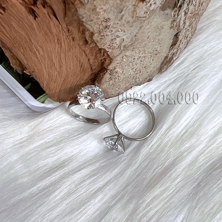 Nhẫn nữ đính viên đá màu lớn (10 li).