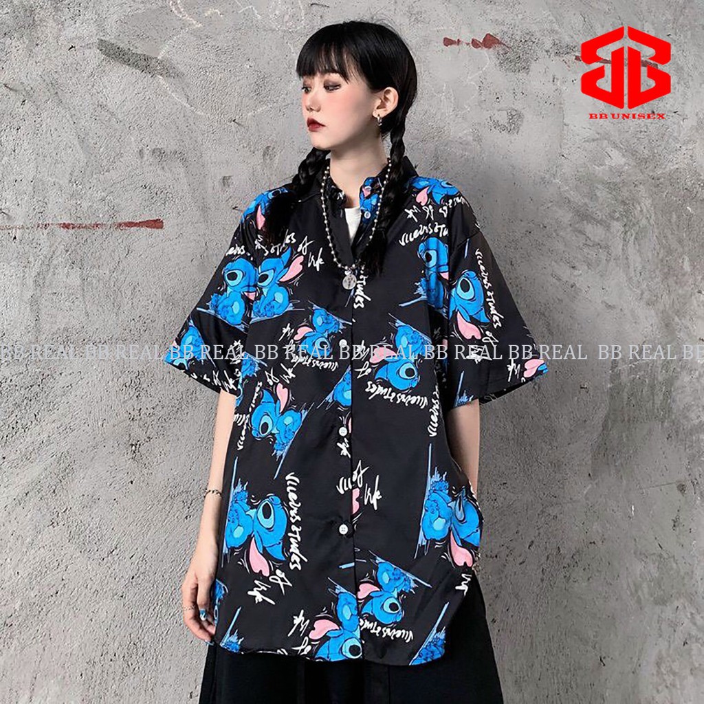 ÁO SƠ MI Tay Ngắn Họa Tiết Dễ Thương DRG Tay Lỡ FORM UNISEX - BB REAL