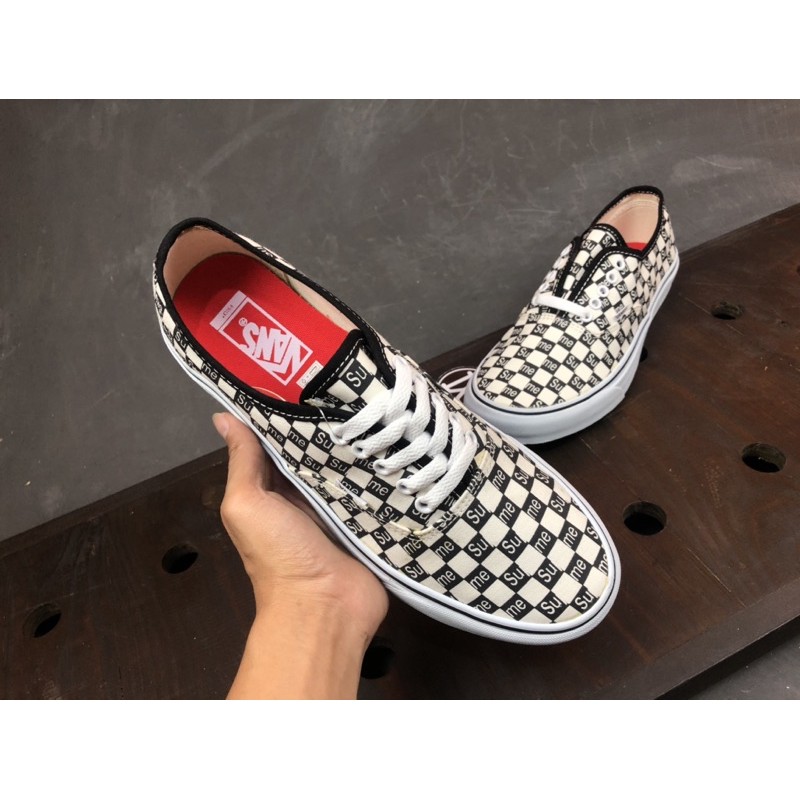 Giày Thể Thao Vans X Supreme Phối Màu Đen Trắng Cá Tính