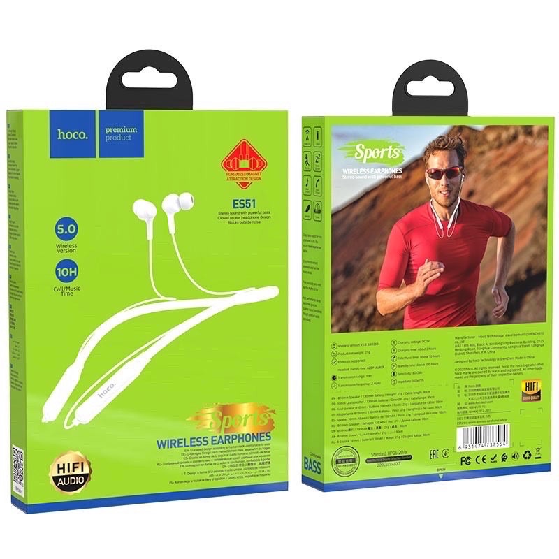 ✔️FREESHIP✔Tai nghe bluetooth thể thao không dây choàng cổ có Mic Hoco ES29 5.0-Nghe nhạc+Đàm thoại 16H IPhone Android