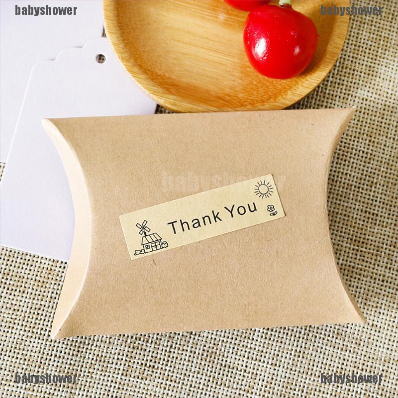 （babyshower）120pcs Kraft Thank You Stickers Creative Handmade Craft Envelope Sealing Labels