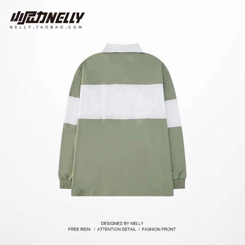 Áo polo dài tay  Nelly Heybig form rộng dành cho nam và nữ 45 50