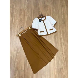 Set Chân Váy Bigsize Mập Fashion Set Chân Váy Áo Bigsize Áo Viền Chân Váy Nâu Bò Thoải Mái Thanh Lịch Đủ Size 50-90kg