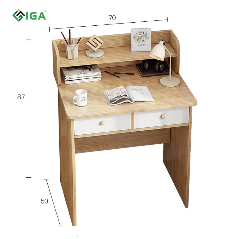 Bàn học, bàn làm việc máy tính có kệ sách và 2 ngăn kéo để đồ chính hãng IGA- GP178.31/ GP179.03