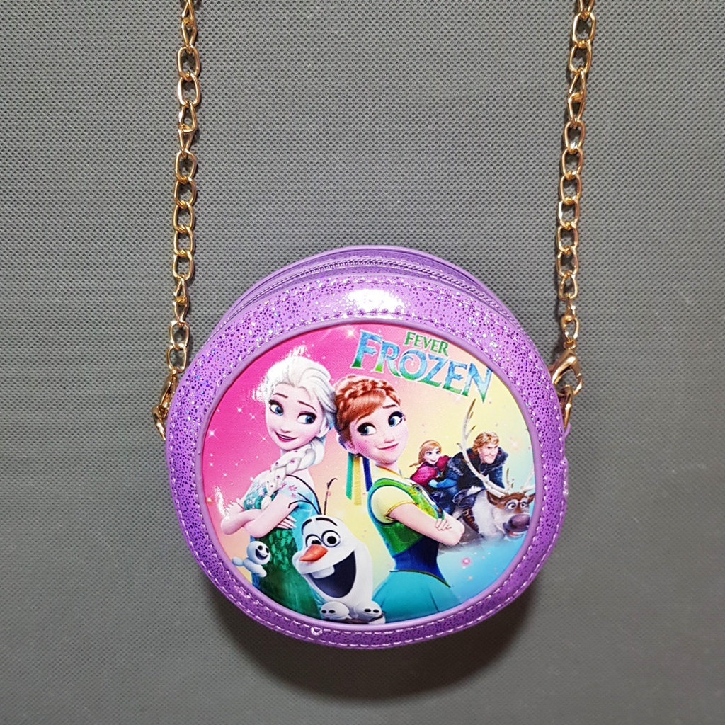Túi đeo chéo hình tròn công chúa elsa lấp lánh cho bé diện đầm