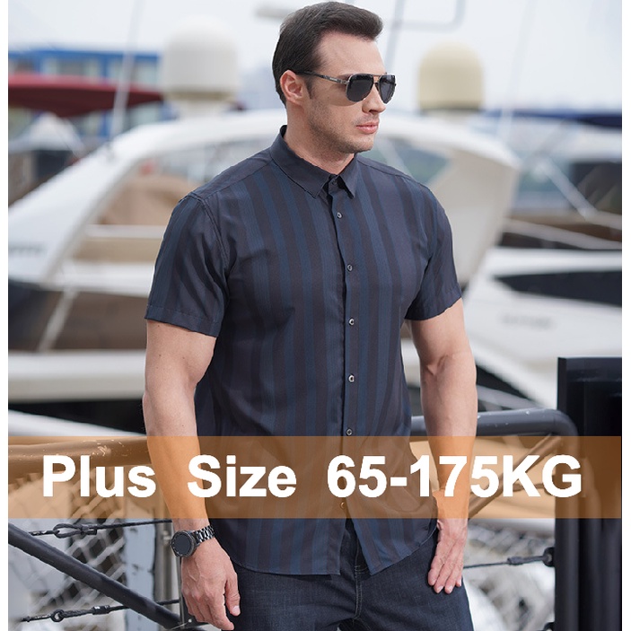 Áo Sơ Mi Nam Ngắn Tay Họa Tiết Kẻ Sọc Size L-10XL