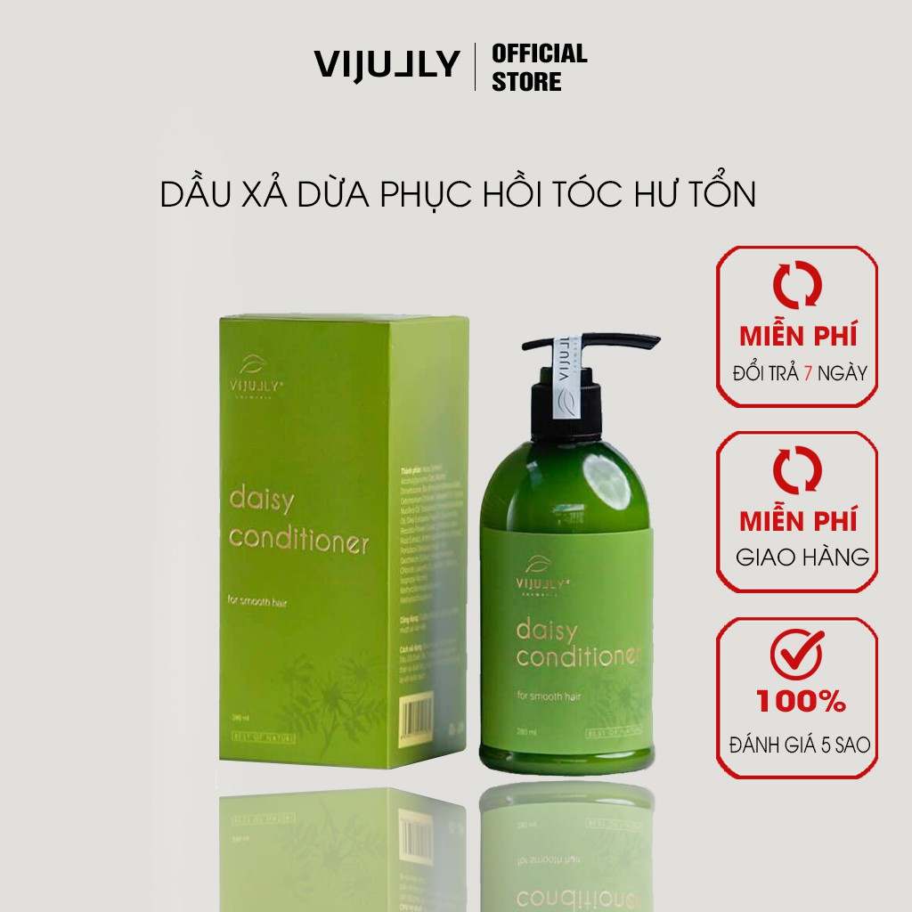 Dầu Xả Dừa Hương Hoa Cúc ViJully 280ml, GIúp phục hồi tóc, suông mượt, vào nếp