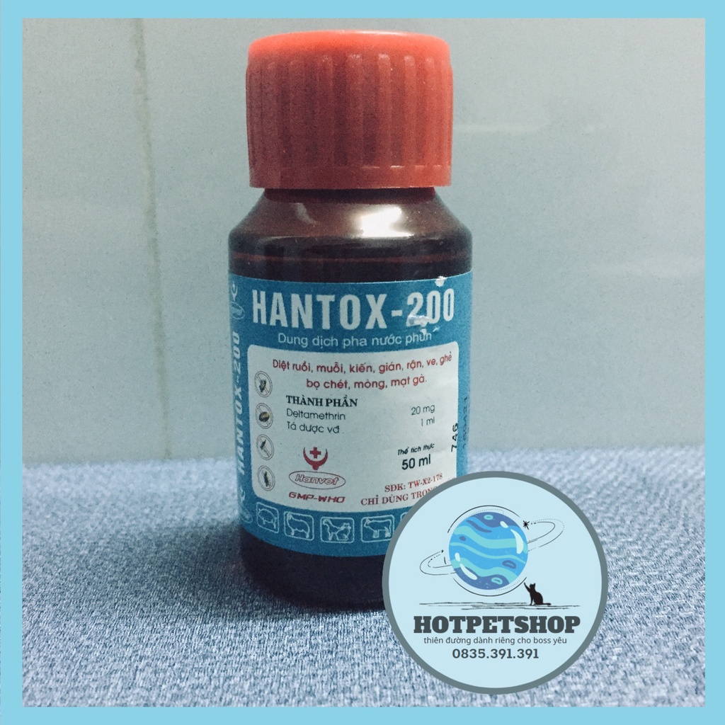 HANTOX 200 - Dung dịch nước phun hỗ trợ diệt ruồi, muỗi, kiến, gián, rận, ve, bọ chét, mòng, mạt gà