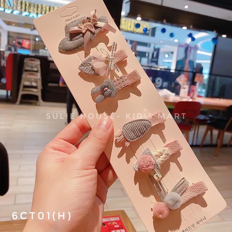 Set 6 kẹp tóc style Hàn Quốc cho bé
