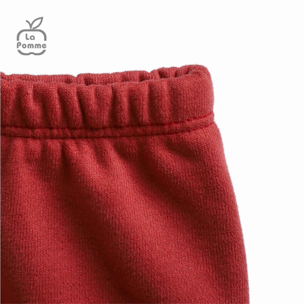 SL214 Bộ quần áo dài tay bé gái La Pomme kẻ nơ đỏ - Chất liệu cotton xinh xắn