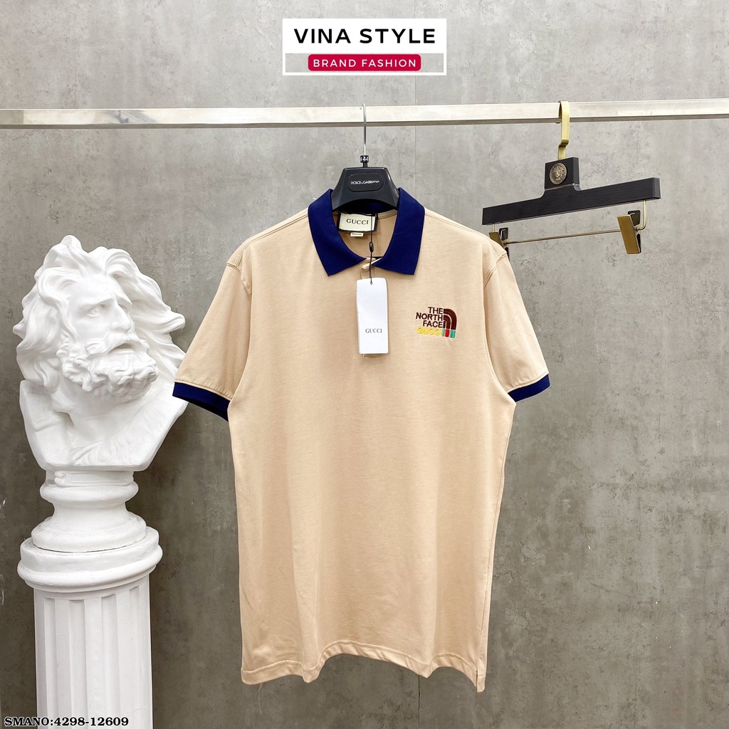 Áo Polo Hoạ Tiết GC - Áo phông Cổ Bẻ The North Face GC 3 Màu Đen Trắng Be