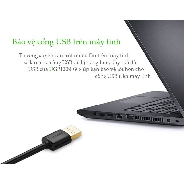 Dây nối dài USB 2.0 (1 đầu đực, 1 đầu cái) dài 2m UGREEN US103 10316 - Hàng Chính Hãng